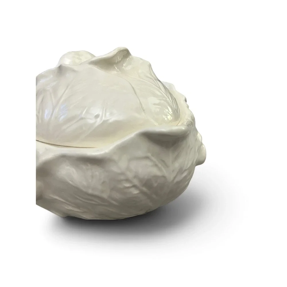 Vintage 1970s Holland Mold White Cabbage Head Covered Serving Bowl / Tureen